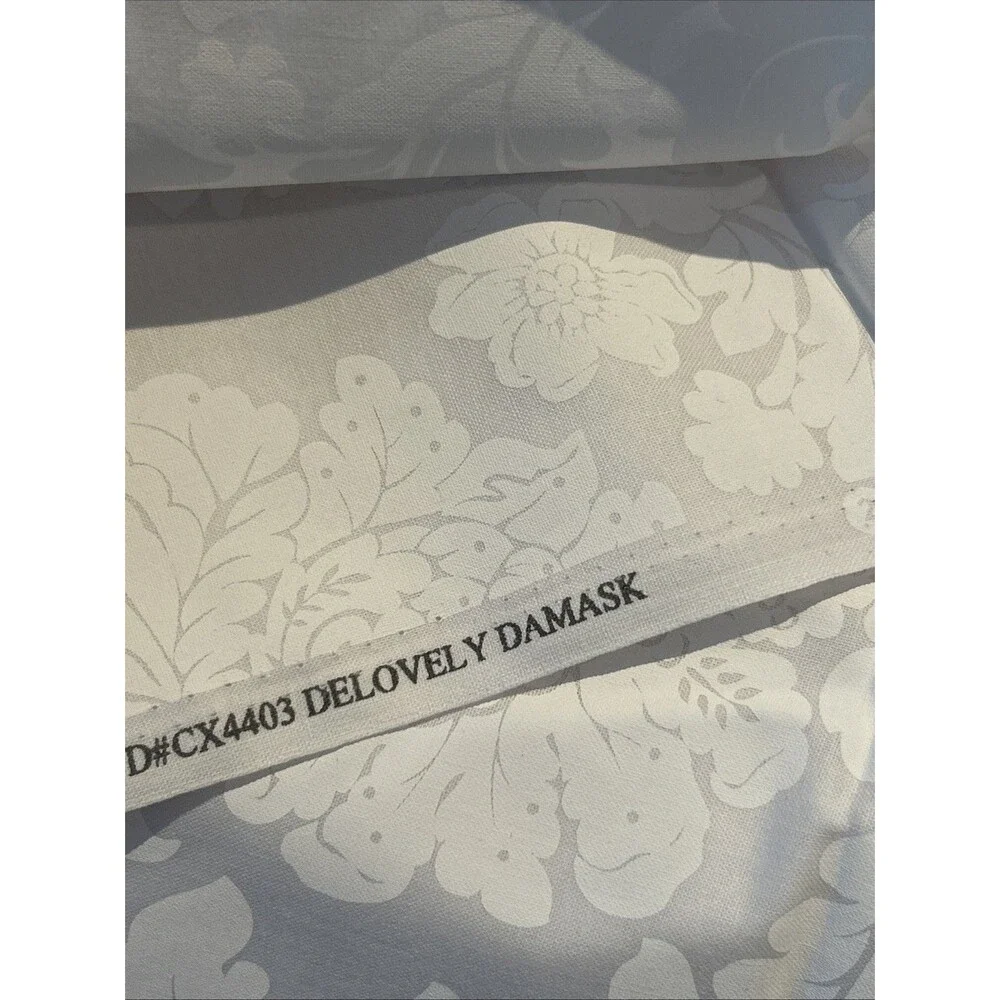 Michael Miller Delovely Damask White Tonal Cotton Quilting Fabric 2.2 Yd X 45